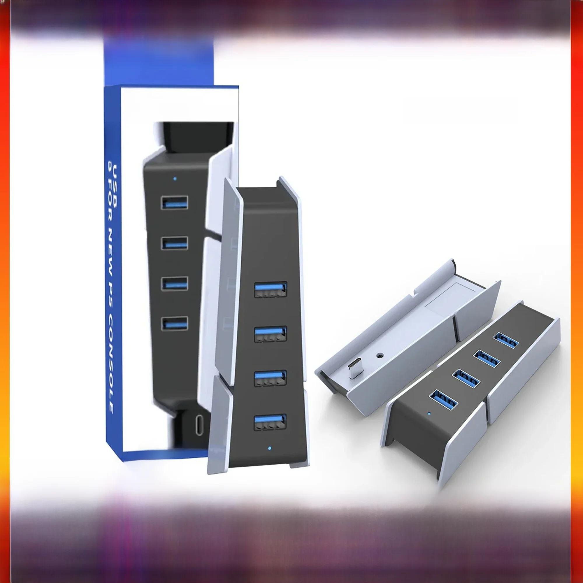 REMANK pour accessoires PS5, séparateur USB, adaptateur 4 en 1 pour PlayStation 5 Slim, accessoires de jeu USB, Extension de convertisseur