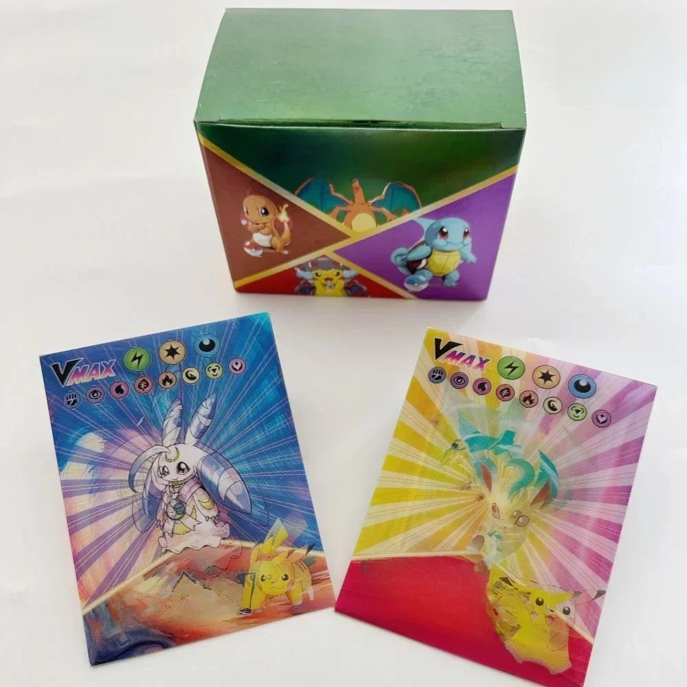 Cartes Pokemon arc-en-ciel brillantes 3D, anglais Vmax Gx Charizard Pikachu, jeu de commerce, Collection de cartes de combat, jouets pour enfants, cadeau, nouvelle collection