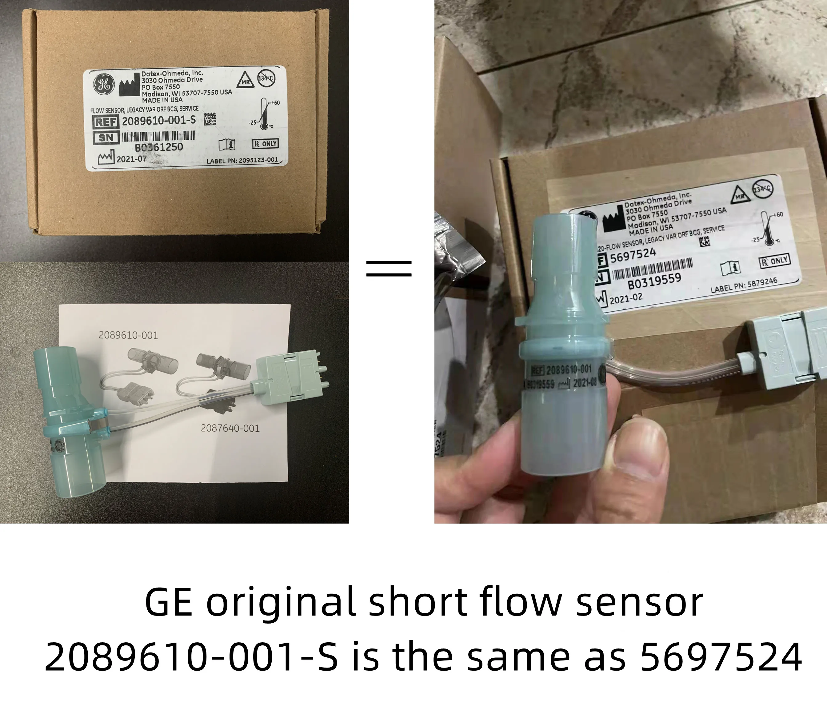 Flow Sensors For GE Datex-Ohmeda 2089610-001-S The Same As 5697524