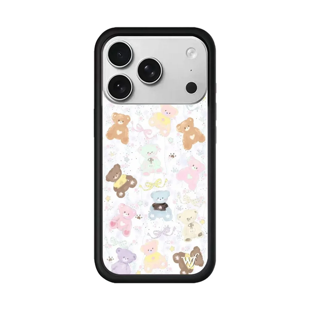 Nowe etui na telefon z motywem dzikich kwiatów, anioła i misia do iPhone 17 Pro Max 11 12 13 14 15 Plus 16 17 Air 16 Pro, 3D WF Cover Kitten Cases — zdjęcie produktu 4