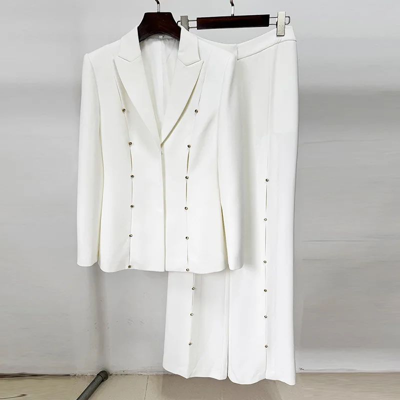 2025 new arrival star fashion socialite temperament diamond studded hollow out suit pants set two-piece set