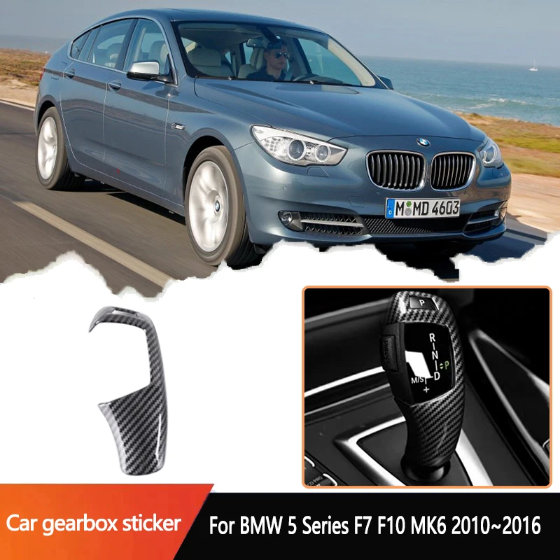 Voor BMW 5 Serie F7 F10 F11 F18 MK6 2010 ~ 2016 2011 Auto Koolstofvezel Hoofd Trim Textuur Versnellingspook Panel Frame Pookknop Cover