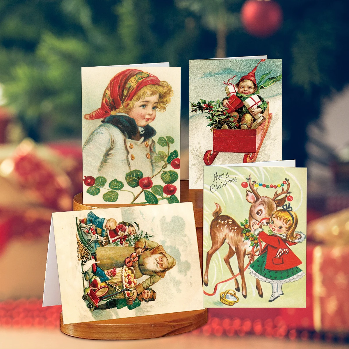 12sets Vintage Christmas Greeting Cards with Envelope Merry Christmas Angels Santa Postcard Holiday Notecards for Friends,Family