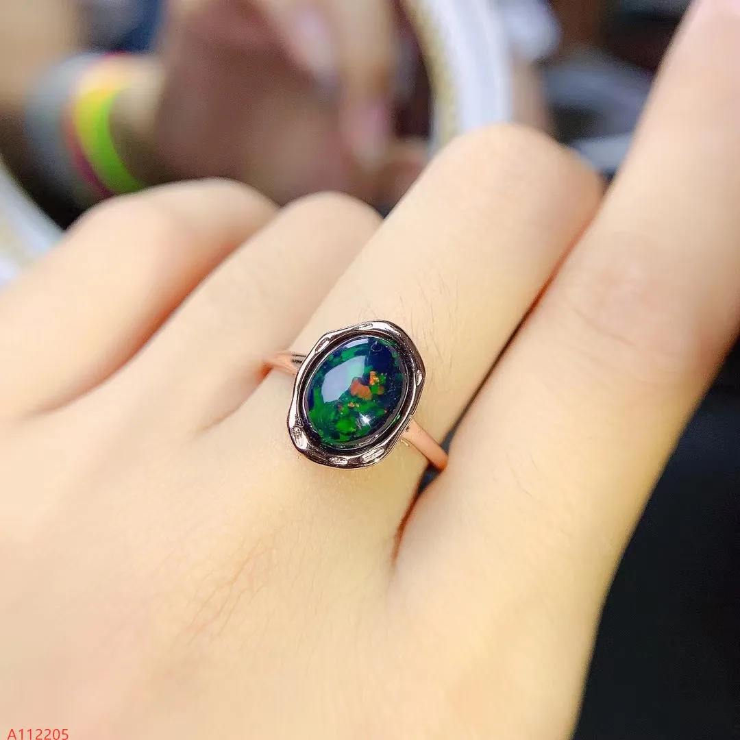 

100% 925 Sterling Silver Natural Black Opal Gemstone Women's Ring Party Marry Birthday Gift Girl Got Engaged MINI NEW