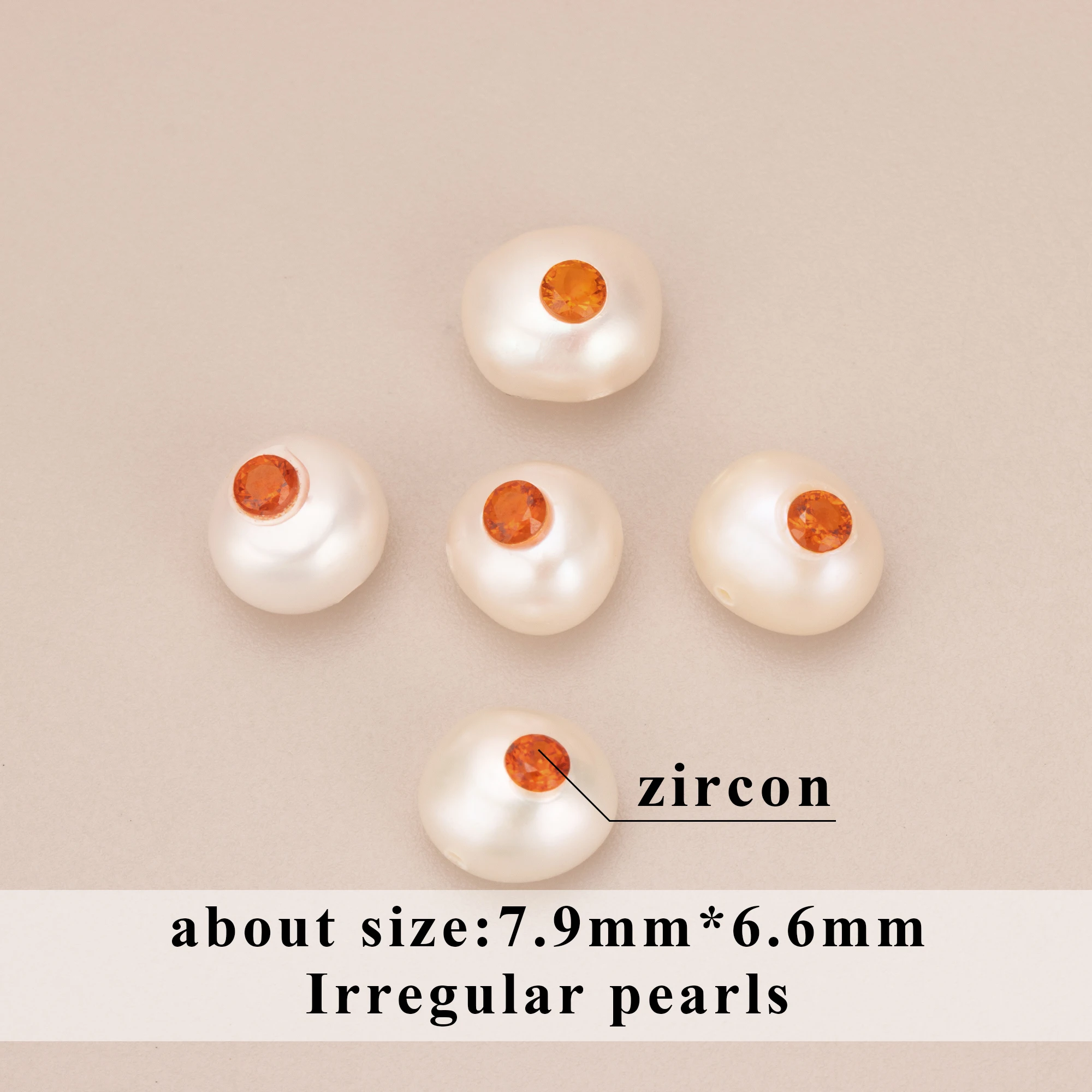 (MD98) 6pcs 7.9x6.6MM High Quality Handmade Natural Pearl with Zircons Oval Charms Pendants Diy Jewelry Findings Accessories