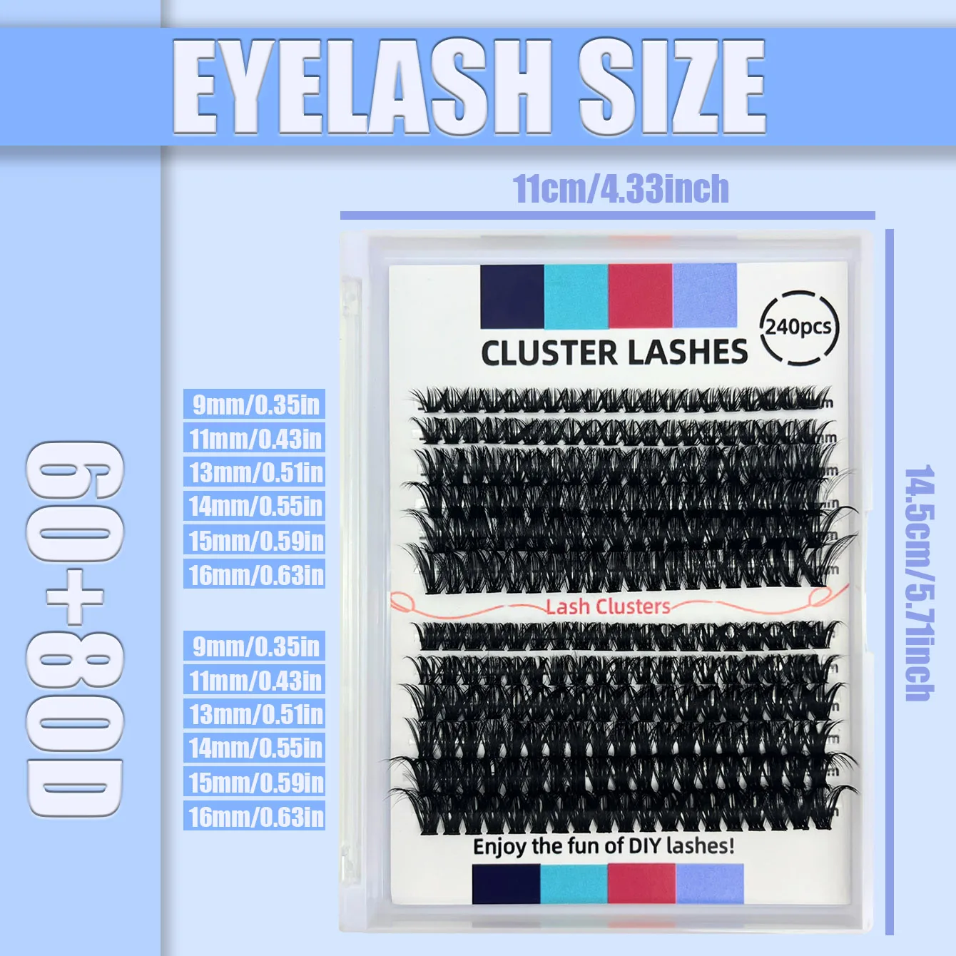 DIY Eyelash Extension Kit Individual Lashes Cluster 9-16mm Mix Lash Clusters Bond and Seal and Lash Applicator makeup tool