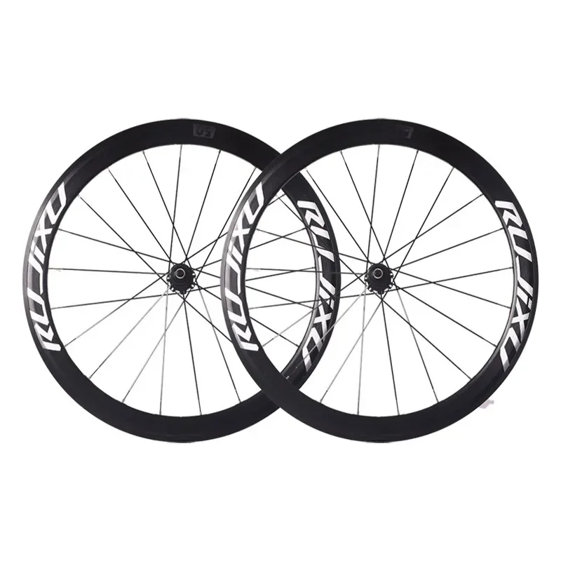 AliExpress RUJIXU 700C 6 pawls  Height 30/40/50MM Pull Carbon fiber tube HUB Flat Spokes Wheel V / C brake disc brake road wheelset