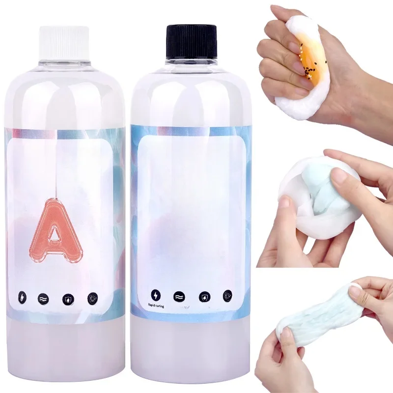 Klej z żywicy epoksydowej 1:1 AB Squishy Gel Miękka płynna silikonowa forma Zabawki dekompresyjne Prezent Zabawka do wyciskania 2 butelki Klej z żywicy epoksydowej — zdjęcie 2