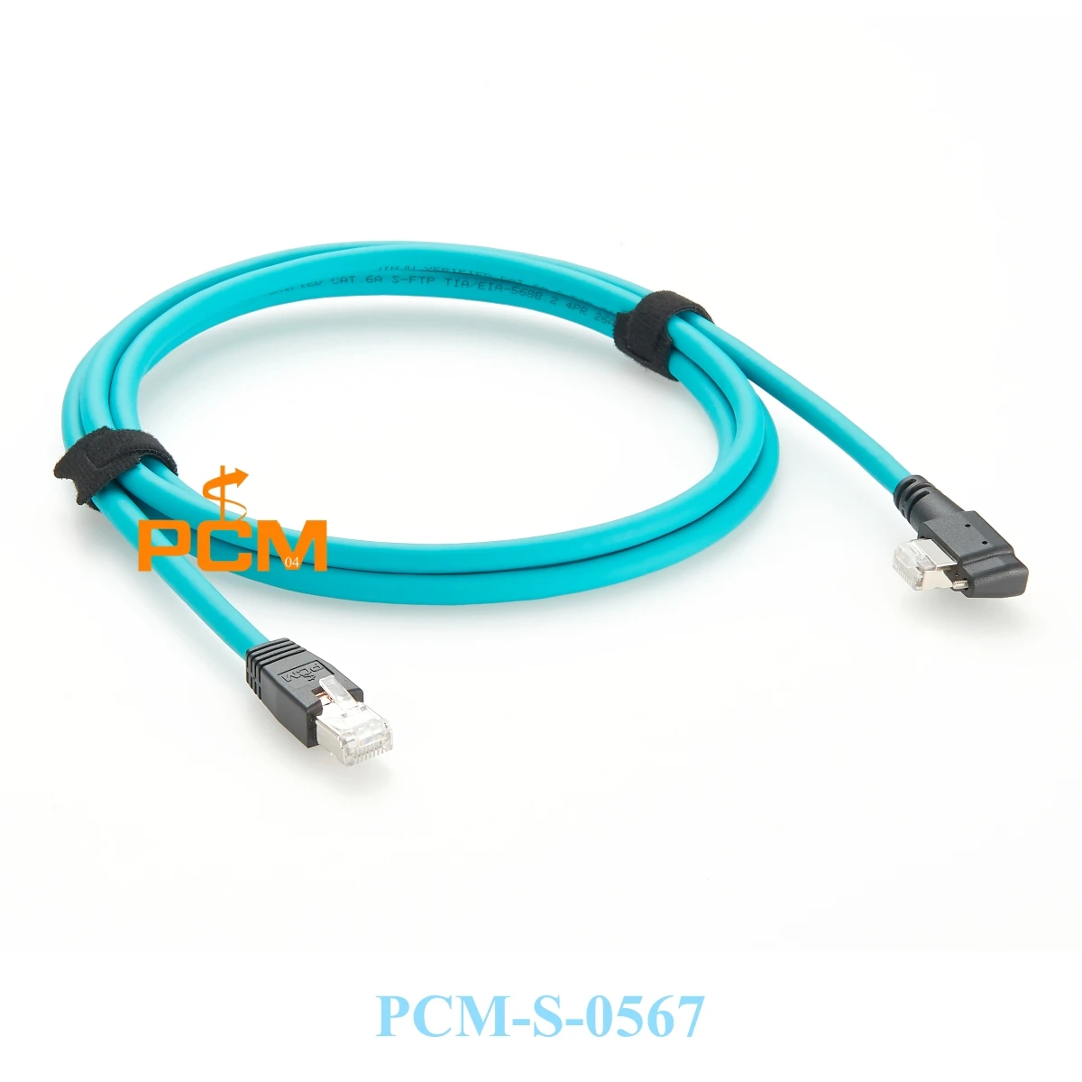RJ45 Right angle GiGE Ethernet cable, Horizontal screw lock, Cat6A GigE SF/UTP High flex Ethernet Cable, GigE / RJ45 wire