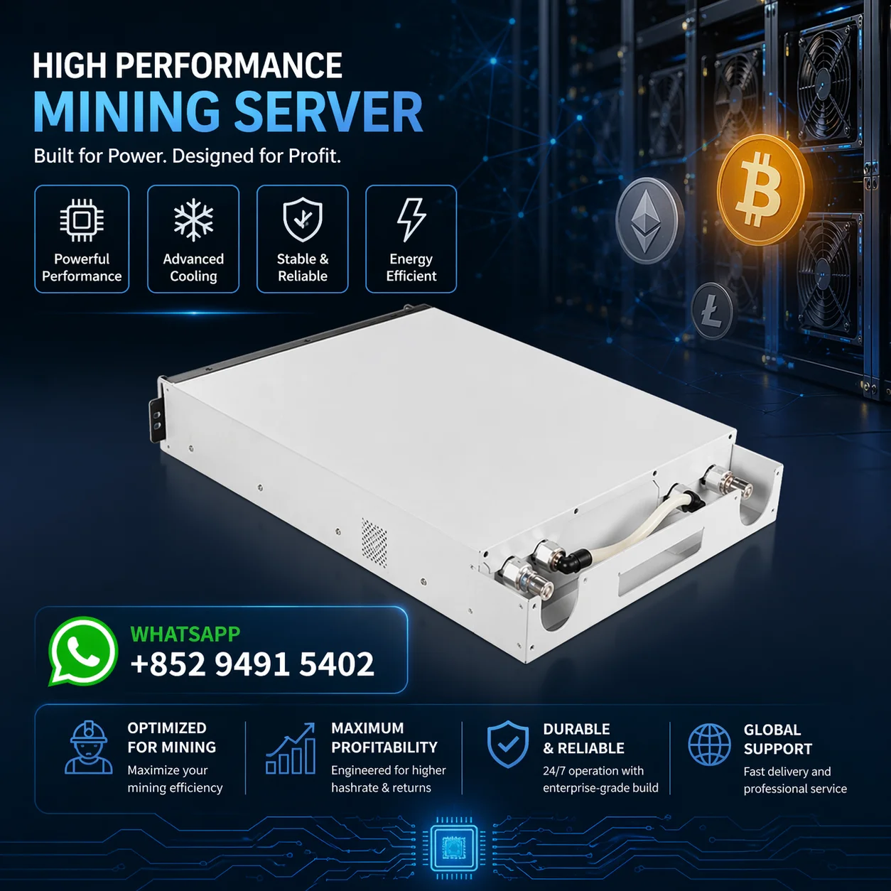 NOVO Minerador AV Hydro Cooling ElphaPex DG1S 10Gh 3100W para Algoritmo Scrypt, Minerador de Criptomoedas LTC ElphaPex Miner DG Home 1 DG1 Hydro