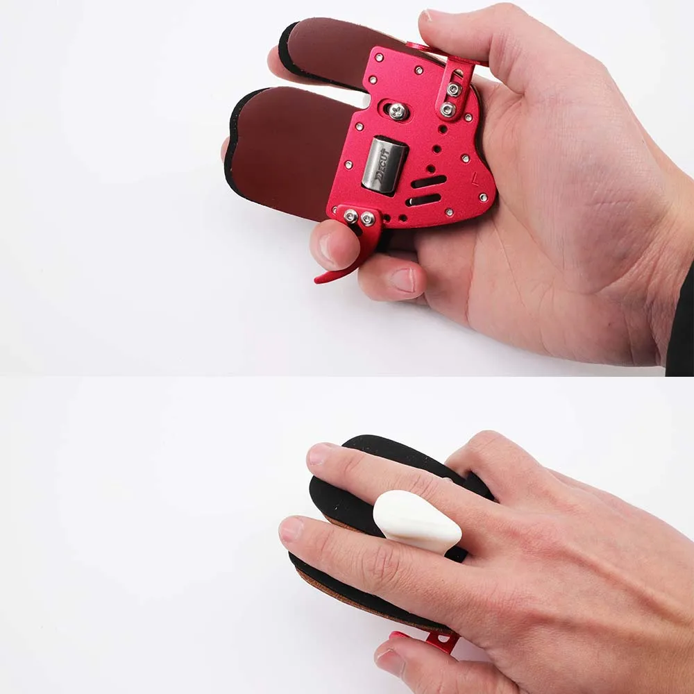 Decut Archery HOCKII Finger Tab Guard Aluminum+ Leather Finger Protector Right Hand/Left Hand Hunting Shooting Accessorie ﻿