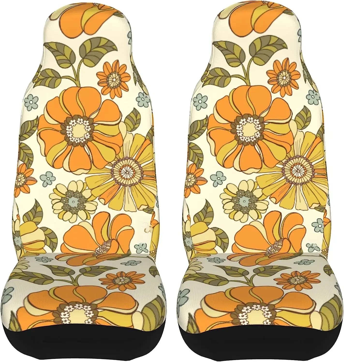 Pokrowce na siedzenia samochodowe w stylu Retro z lat 70. Przednie siedzenia tylko uniwersalne, nadające się do samochodu ciężarowego, pokrowce na siedzenia samochodowe czarne 2 sztuki — zdjęcie 2
