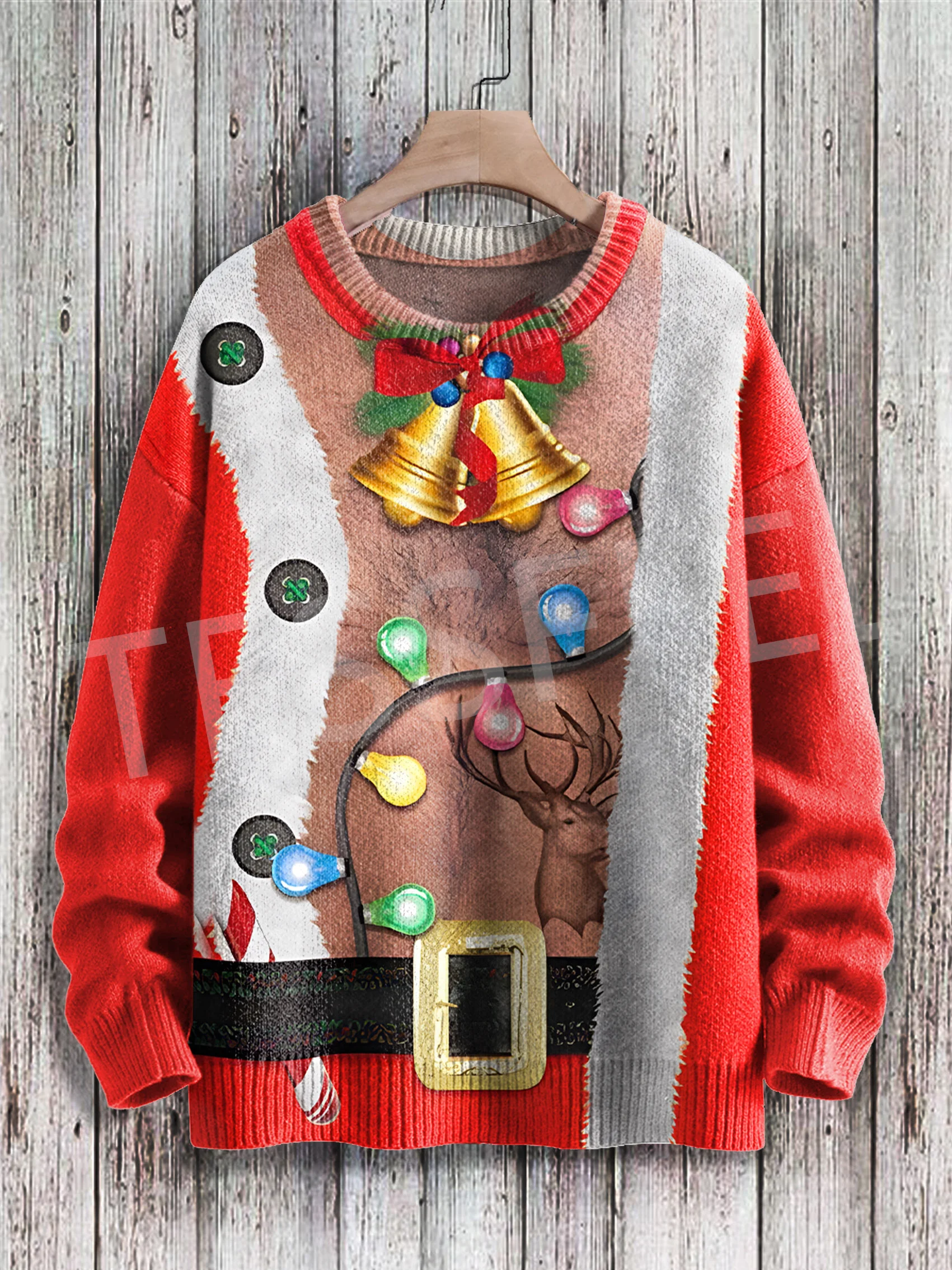 

NewFashion Xmas Winter Christmas Ugly Knitted Sweater Santa Claus Pullover Retro Sweatshirt 3DPrint Streetwear Casual Harajuku U