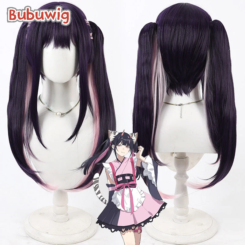 

Bubuwig Synthetic Hair Komazawa Noi Cosplay Wigs Cosmic Princess Kaguya! 60cm Long Purple Mixed Pink Ponytail Wig Heat Resistant