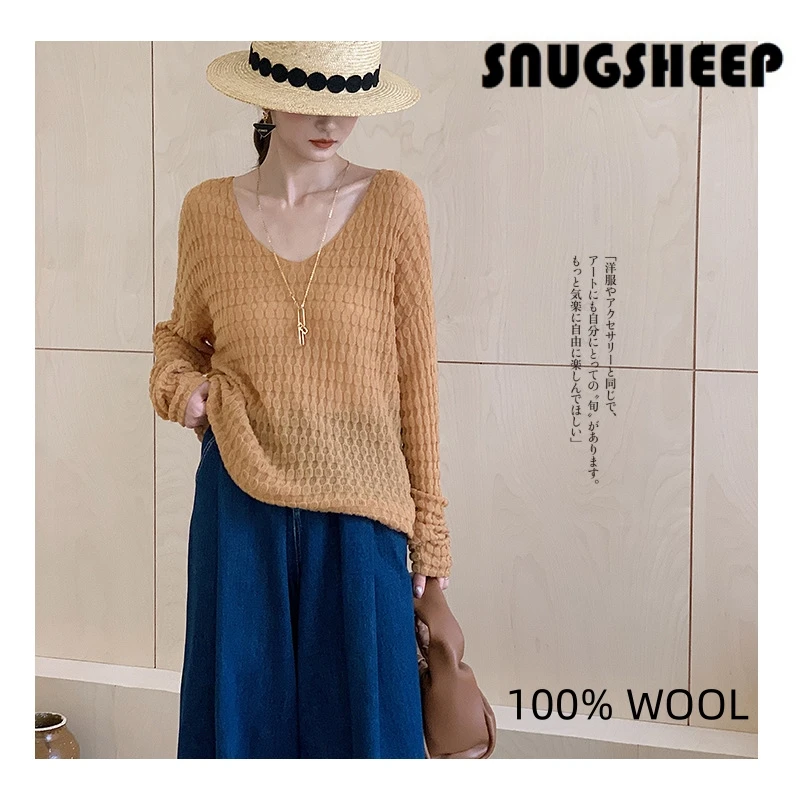 v neck fashion hollow jacquard top women pullover wool sweater 2023 fall clothes woman korean clothing womens cute knit brand