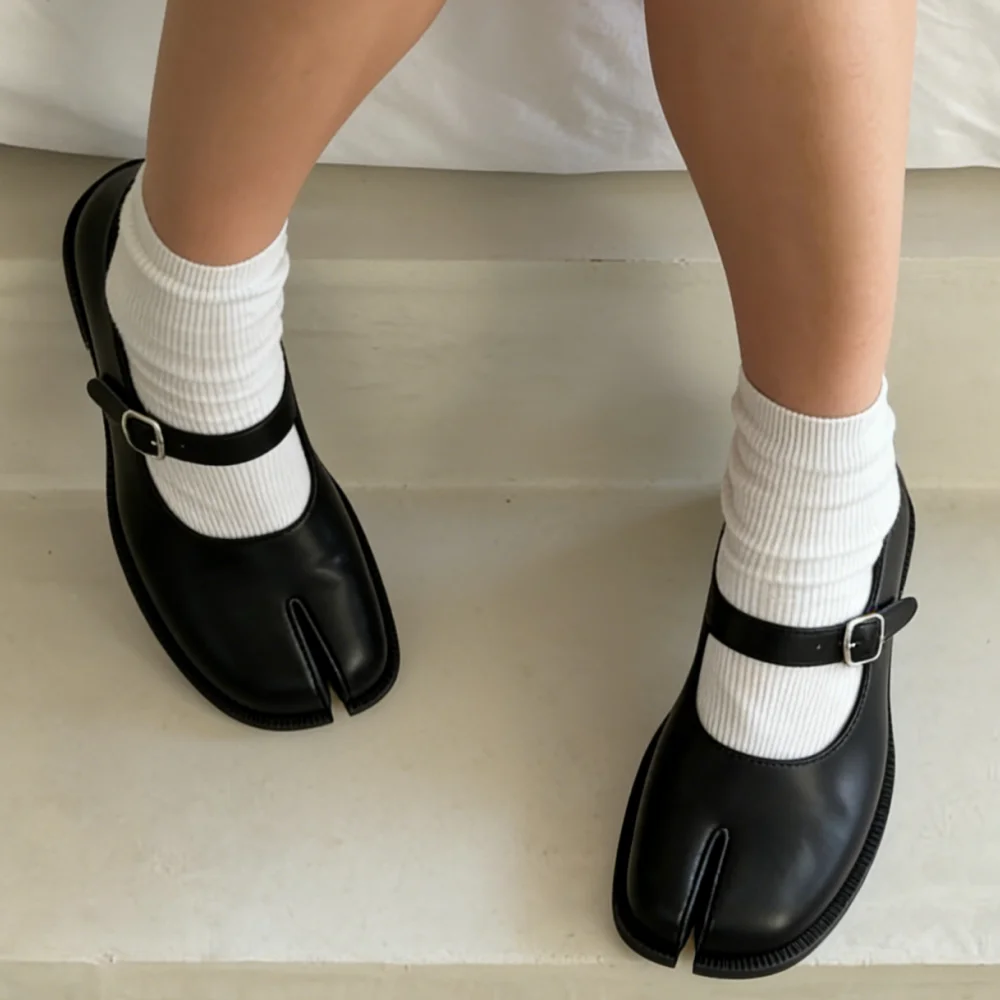 Women's Mary Jane Shoes Split Toe Ankle Buckle Strap Womens Flats Comfort Casual Dressy Party Work Dress Shoes view 8
