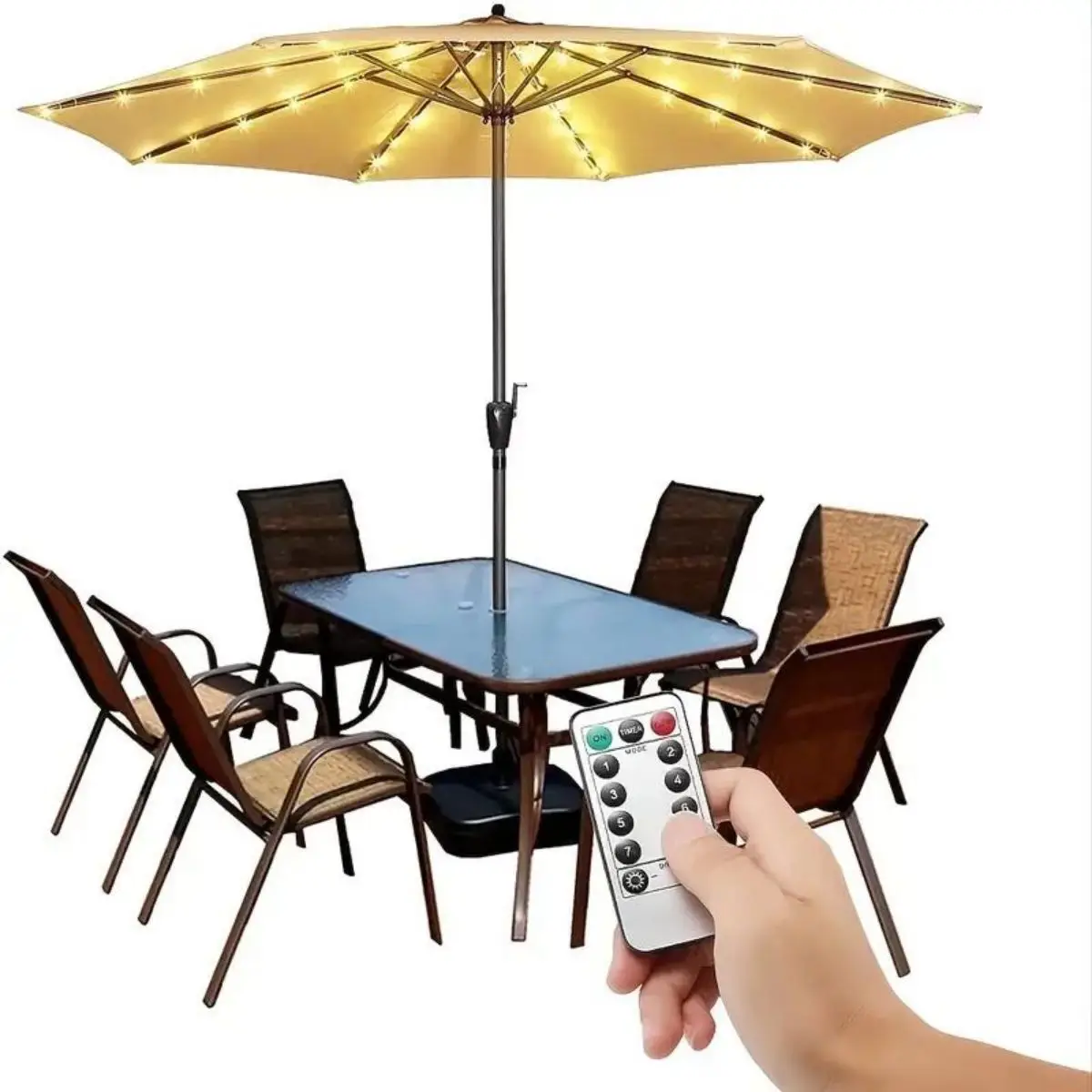 1pc Light Up Your Patio Yard Umbrella Light, Battery Powered 104 LED Outdoor Waterproof, 8 Lighting Modes Fairy Light
