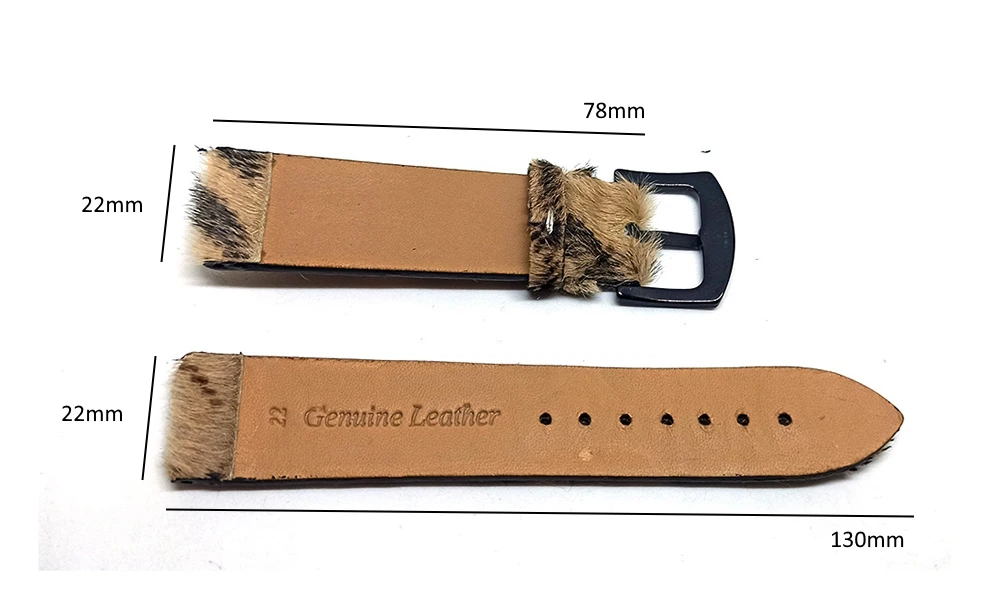 Fits/For Burberry - 22mm Light Brown Hairy Skin Genuine Leather Replacement Watch Band Strap