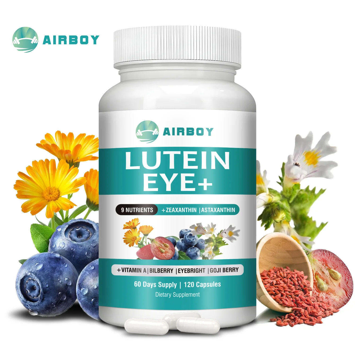 Lutein Capsules - with Bilberry and Zeaxanthin - for Eye Health, Relieving Eye Fatigue, Enhancing Visual Function - 120 Capsules