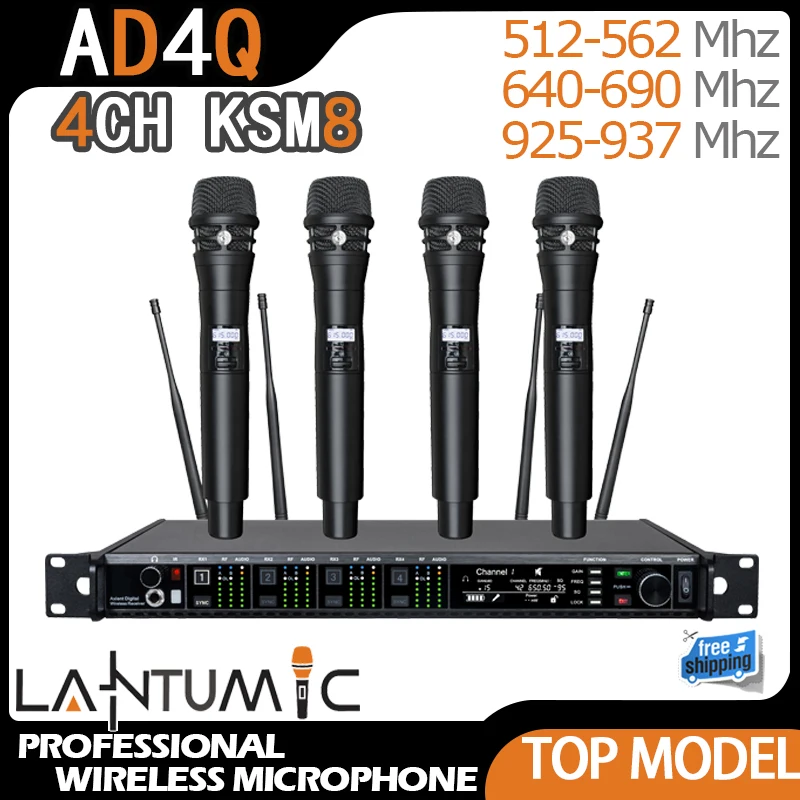 

AD4Q Microfone 4 Channel KSM11 KSM8 Dynamic Wireless Microphone Professionl Microfono Inalámbricos Lavalier Microfono For Stage