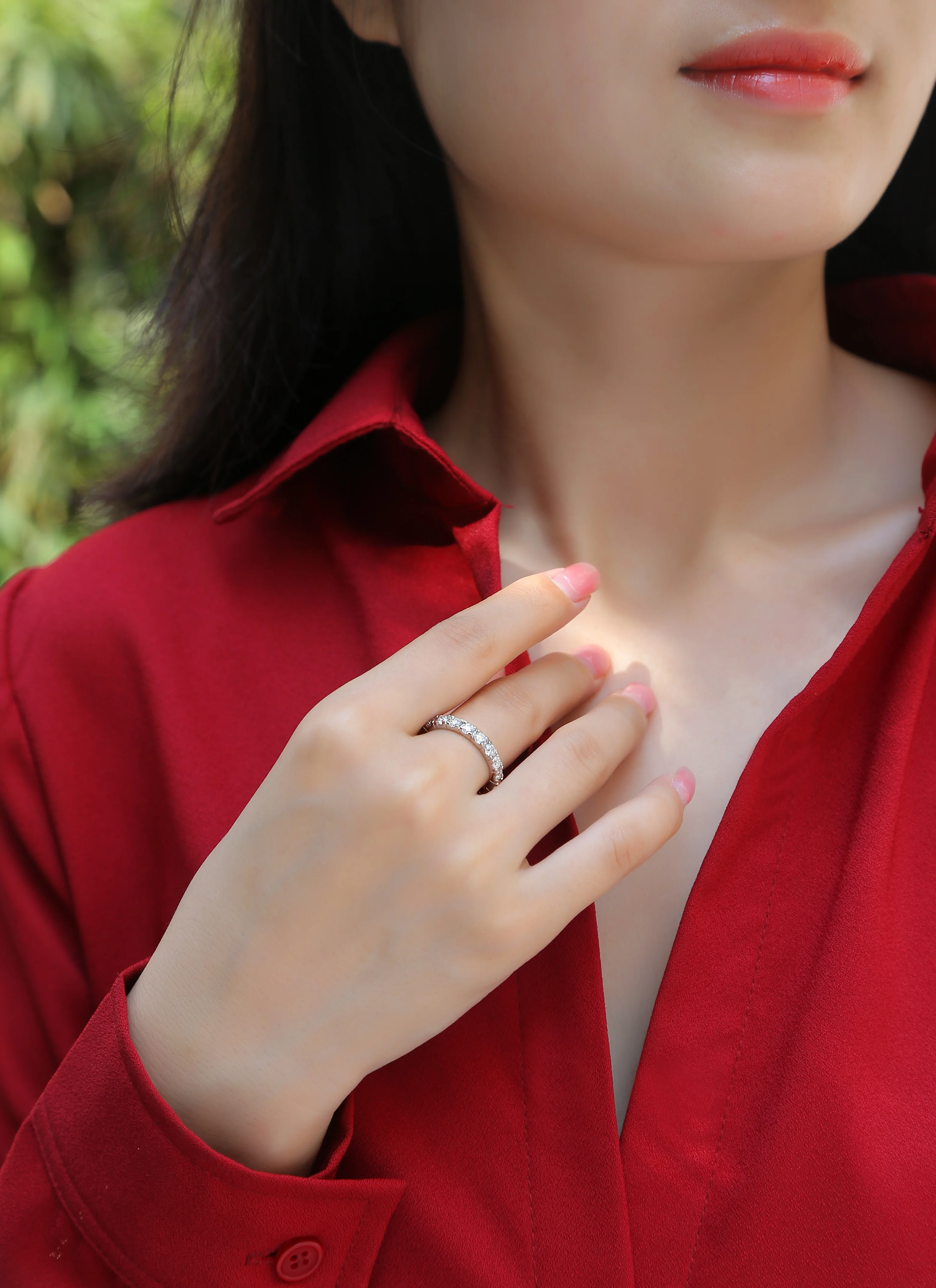 (Сертификация GRA) Женское кольцо с муассанитом Utopia S925, серебряный лоток, закрытый дизайн, подходит для любовных подарков, модель R12880-3.0-804