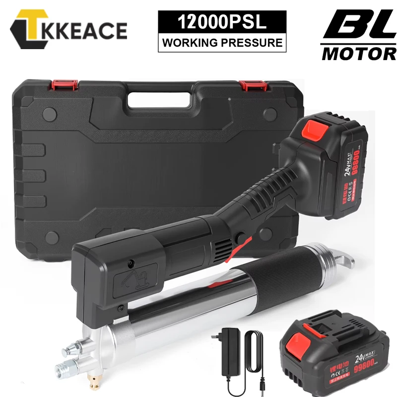 TKKEACE 12000PSL Pistola per grasso elettrica senza spazzole Olio lubrificante per auto ad alta pressione Manutenzione auto per batteria makita 21v