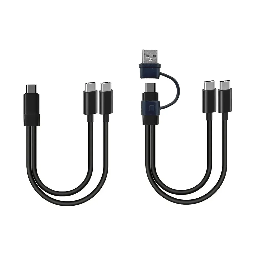 5 فولت المزدوج USB C متعدد نوع C الفاصل الحبل 20 سنتيمتر قصيرة 2 في 1 نوع C مايكرو USB كابل شحن لشاحن جهازين #1