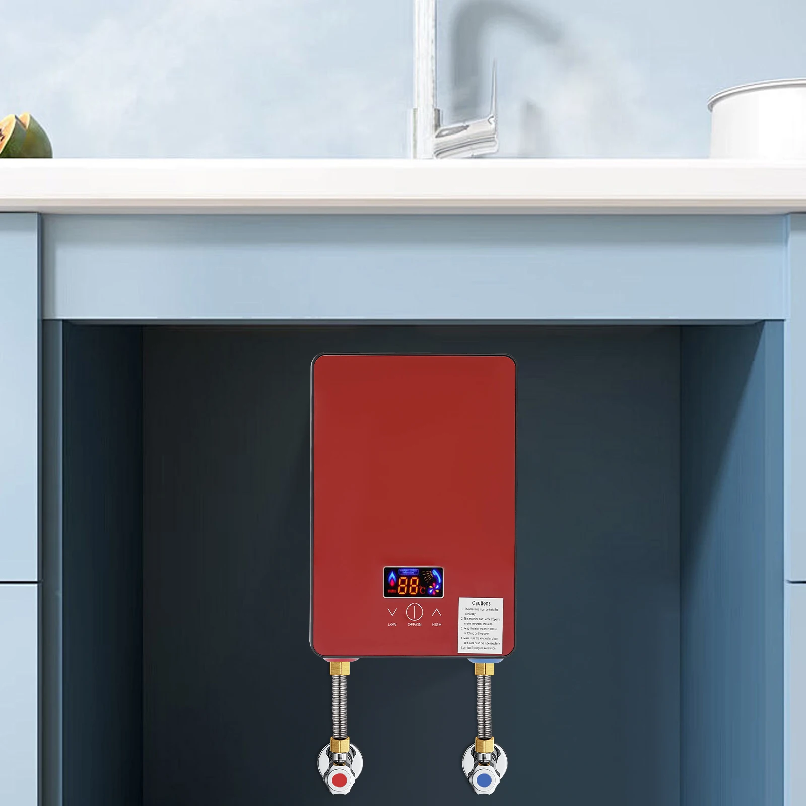 

Проточный электрический водонагреватель 6500 Вт, 220 В – Красный настенный душевой нагреватель с LED-сенсорным экраном для ванной и кухни