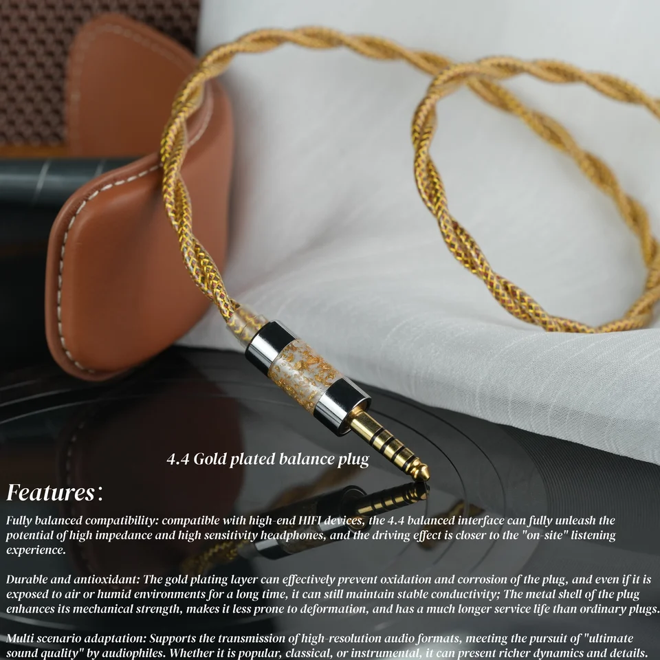 ZiSin-338IEMcable3.5 ステレオ/2.5/4.4mm バランス金メッキプラグ