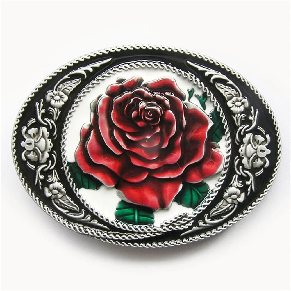 

Vintage Enamel Western Rose Flower Oval Belt Buckle also Stock in US Boucle de ceinture BUCKLE-3D059E Free Shipping