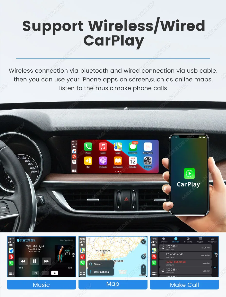 MEKEDE Kabelloses Carplay BOX Android Auto MINI BOX für Alfa Romeo Giulietta OEM-Bildschirm Upgrade-Modul DSP BT Unterstützt YOUTUBE Netflix Twitch TikTok Facebook Kamera Carplay BOX Unterstützt Mirror Link HDMI IN Sprachsteuerung – Detail 7