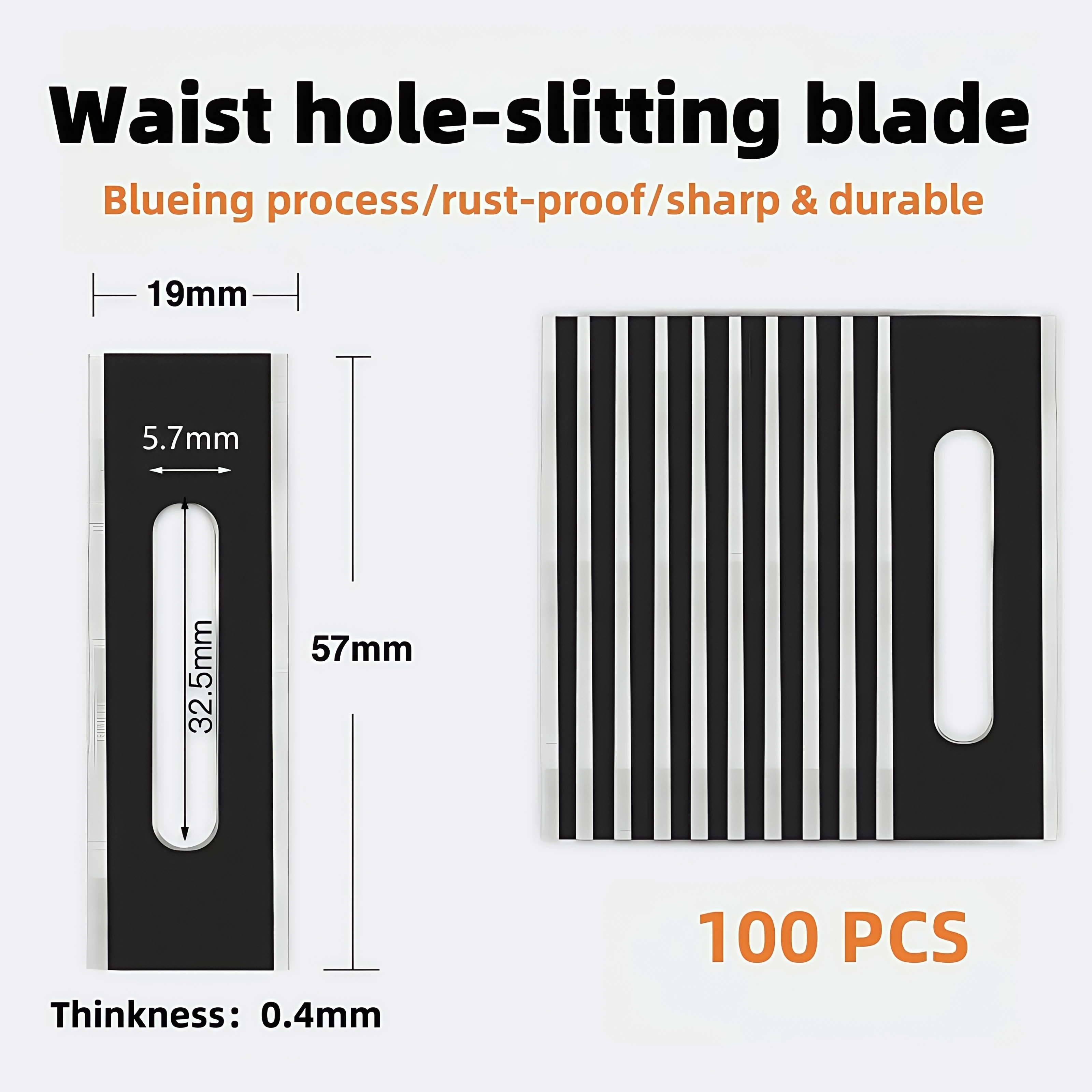 

100 шт. 57x19x0,4 мм, промышленные лезвия из карбида вольфрама, нож для резки пленки, двойной край, 3 отверстия, лезвие для резки пленки