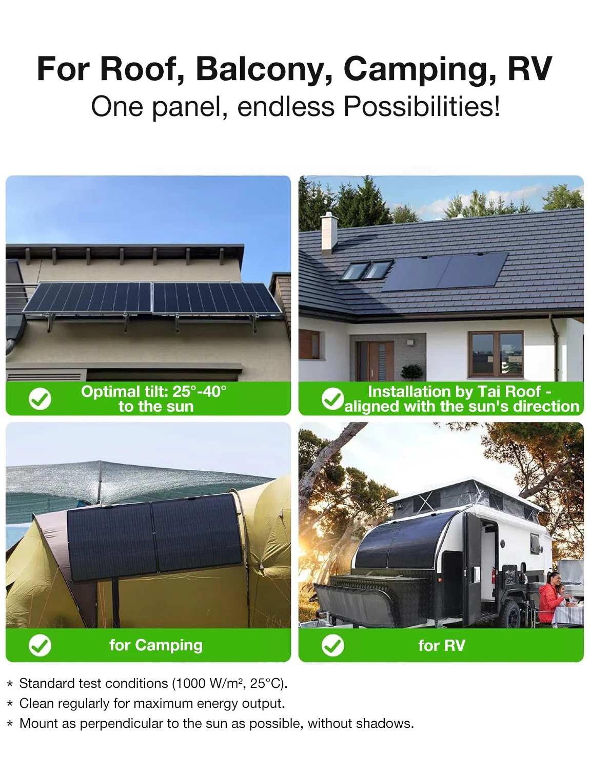 LIONSHEE Flexibles Solarmodul 2er-Pack (insgesamt 480 W), 2 × 240 W 17,55 % monokristallines PERC-PV-Modul, IP67, biegsam für Camping und netzunabhängige Nutzung – Detail 13