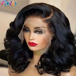 Peruca Curta Onda Do Corpo Para Mulheres, Peruca Brasileira Remy, Cabelo Humano Pré-Arrancado, 100% HD Transparente, 5x5, 13x6, na Escolha Venda