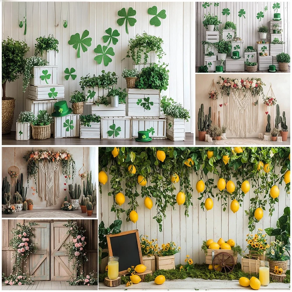 Mocsicka-Arrière-plans de printemps pour la photographie, vert quantique citron, décoration murale blanche, toile de fond d'anniversaire de Pâques, studio de tournage