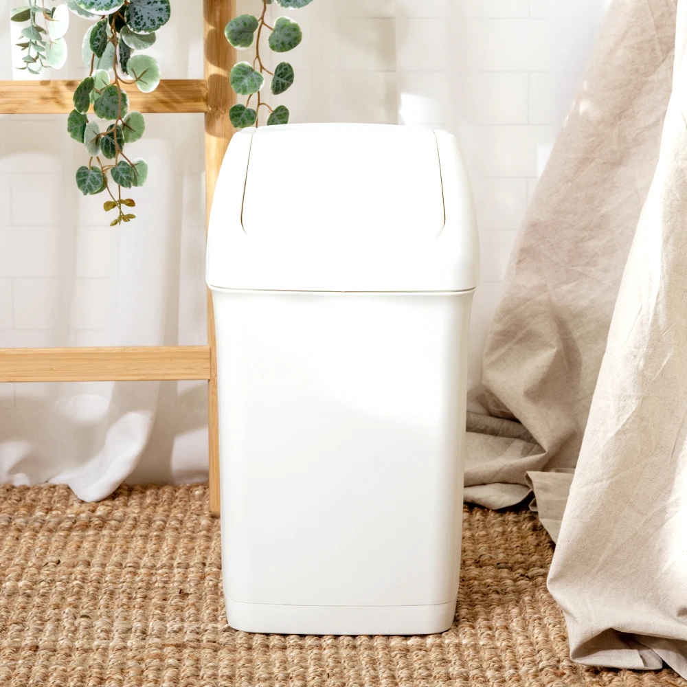 Blanc Square Push Trash Can 12L for Living Room and Kitchen compact modern design easy disposal