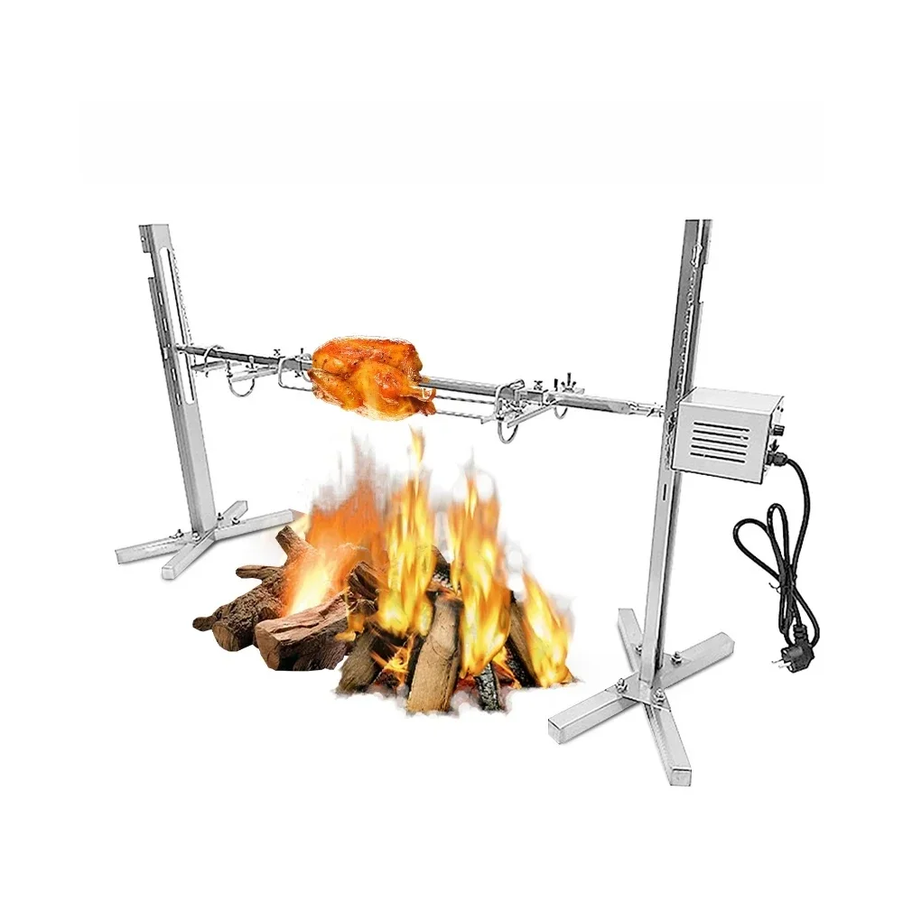 HomeWise-Kit de barbecue de camping en acier inoxydable, rôtissoire rotatif automatique, chargement de 40kg, électrique