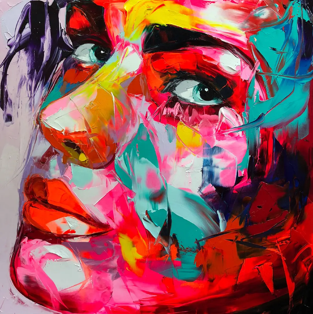 

Nielly Francoise Palette Knife Portrait Face Oil Painting on Canvas Home Wall Art Decor Wall Pictures