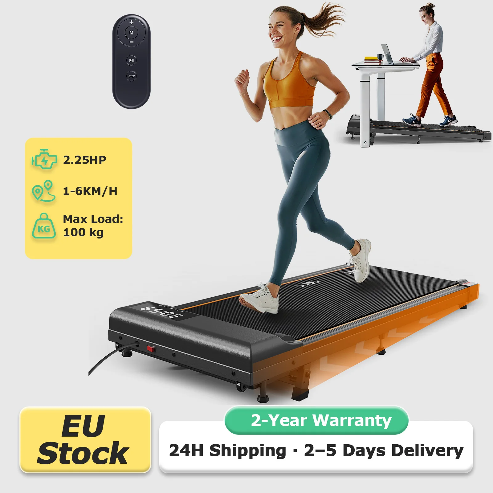 JUICEASE T1 Tapis Roulant 2-in-1 per Camminata e Corsa 2.25HP per Casa con Capacità di 198 libbre Velocità 1-6KM/H Inclinazione Manuale Display LED