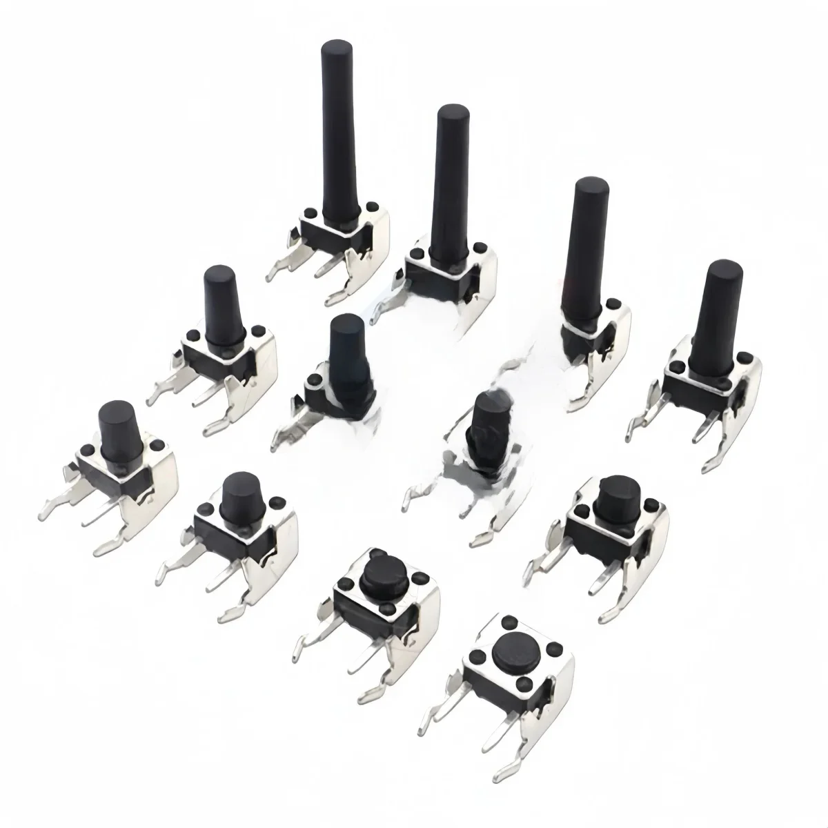 Bouton poussoir Tactile momentané PCB 6x6, 20 pièces, interrupteur à réinitialisation automatique à 4 broches, Angle droit avec stent 6*6*4.3/4.5/5/6/7/7.5/8/9/10mm