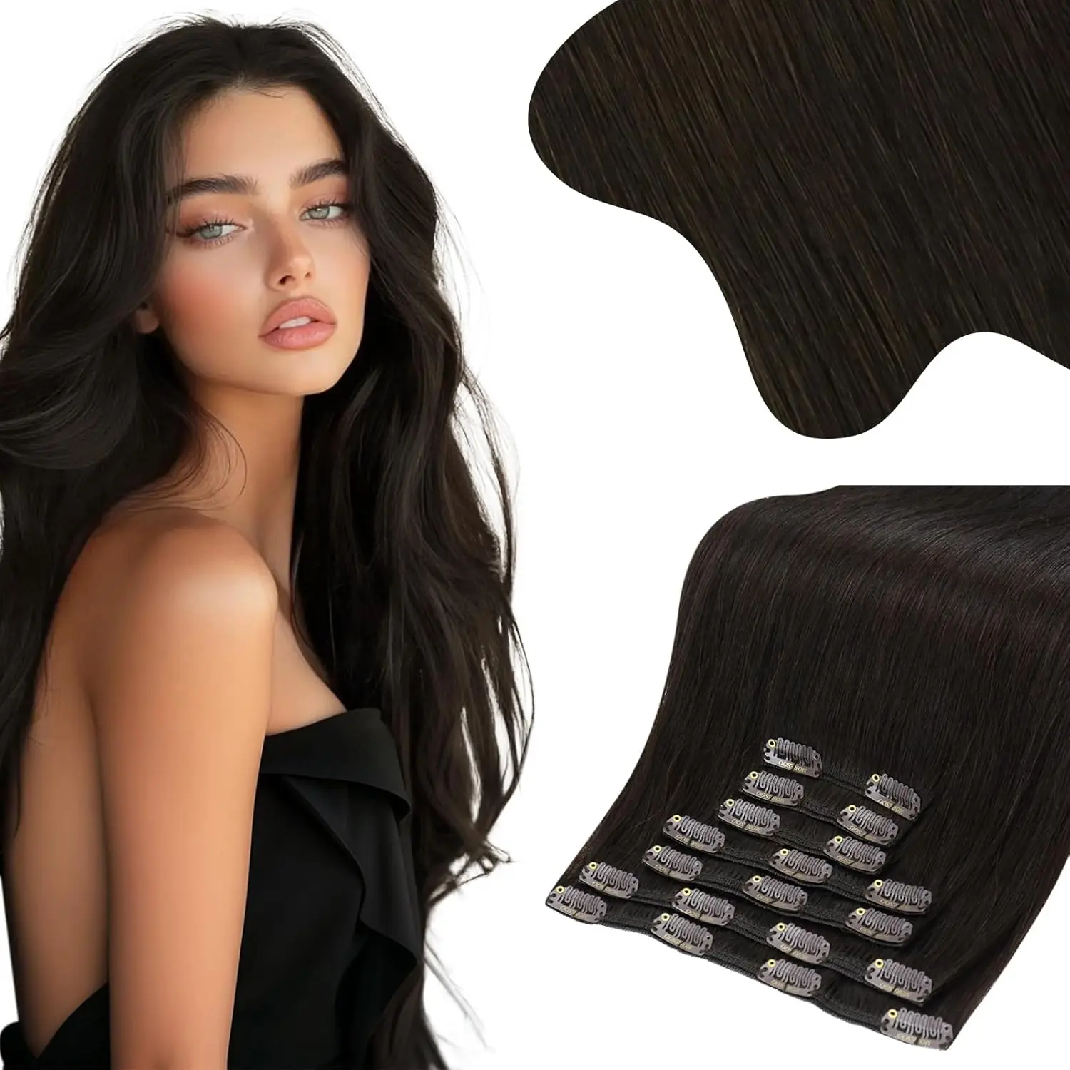 

[NEW] Ugeat Clip in Remy hair extension Pure Color 120G & 135G Double Weft Extensions Clip in 16-24inch 100% Real Human Hair