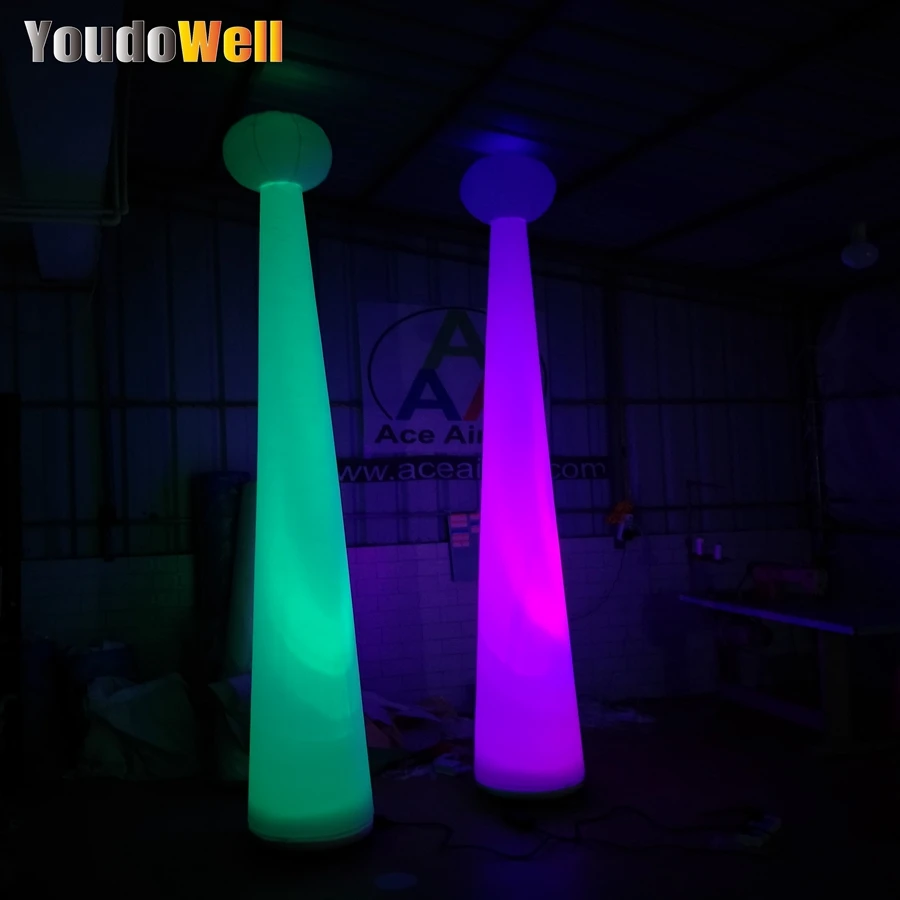 2 pcs 3m H Led Decoration Inflatable Magic Wand Cone Star The Balloon Standing Stage Stadium Marquee Decoration