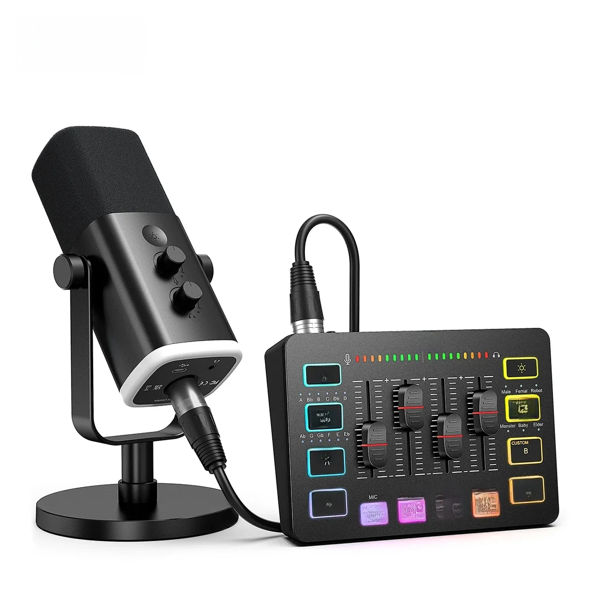 Zestaw do podcastów FIFINE „wszystko w jednym” z mikserem audio RGB, zestaw do studia strumieniowego z dynamicznym mikrofonem do nagrywania gier komputerowych-Ampligame KS5 — zdjęcie produktu 7