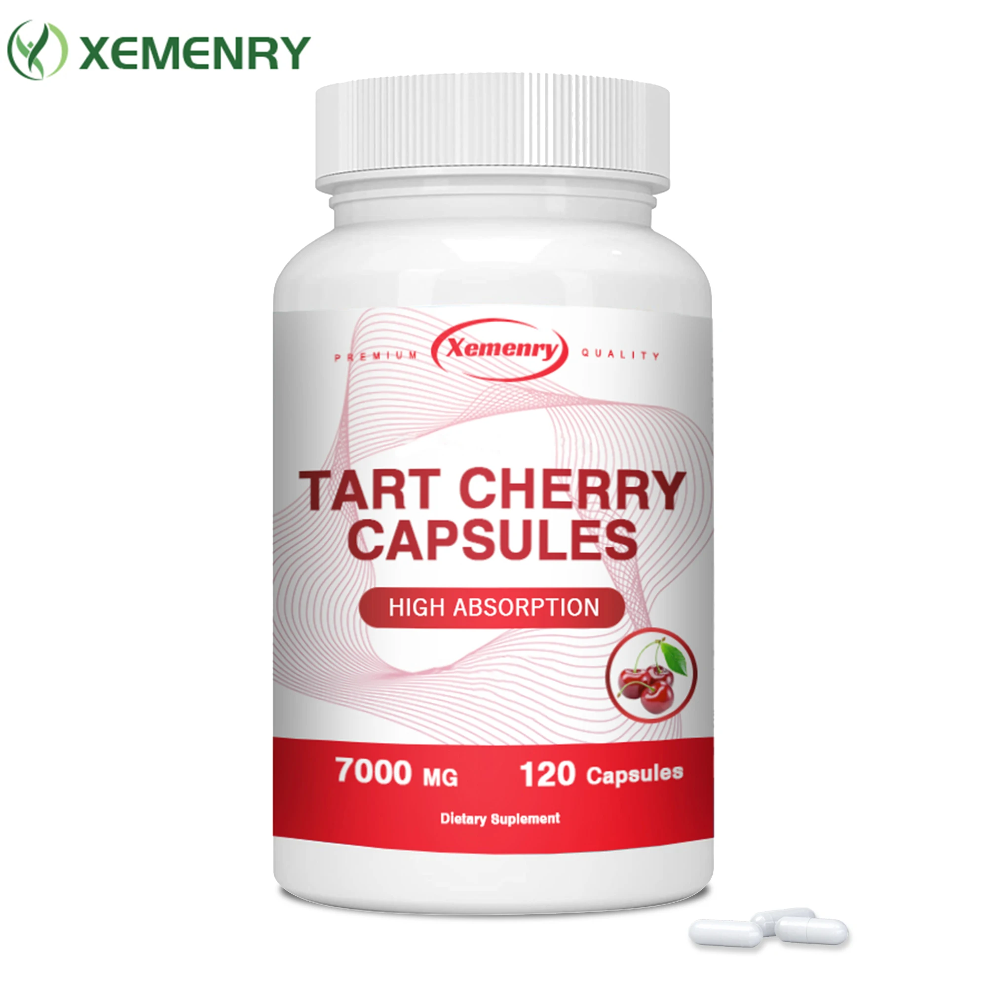 Tart Cherry Capsules - Uric Acid Cleansing, Promotes Joint Health, Muscle Recovery, Anti-oxidation - 120 Capsules