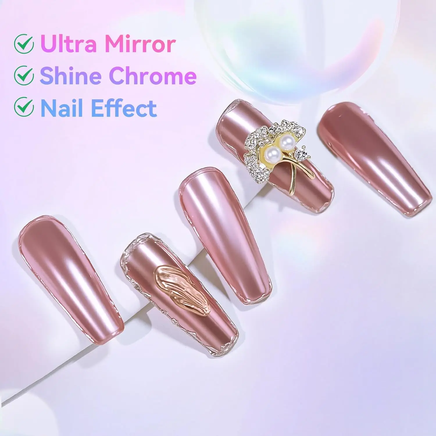 Makartt No Wipe Gel Top Coat for Chrome Nail Powder - Clear High Gloss Mirror Shine Top Coat Gel Nail Polish, Long Lasting Soak