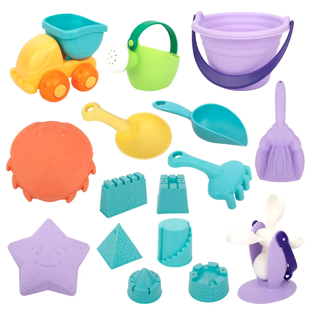 16 kinds of soft soft and soft sand play/car sea animal taking frame shovel rake sand castle basket