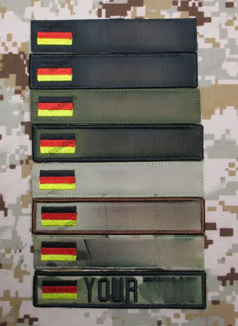 Haftowana naszywka na zamówienie Flaga Niemiec Niestandardowa nazwa na zamówienie Naszywka na taśmie Hook and loop Multicam Green ACU Black Tan — zdjęcie 2