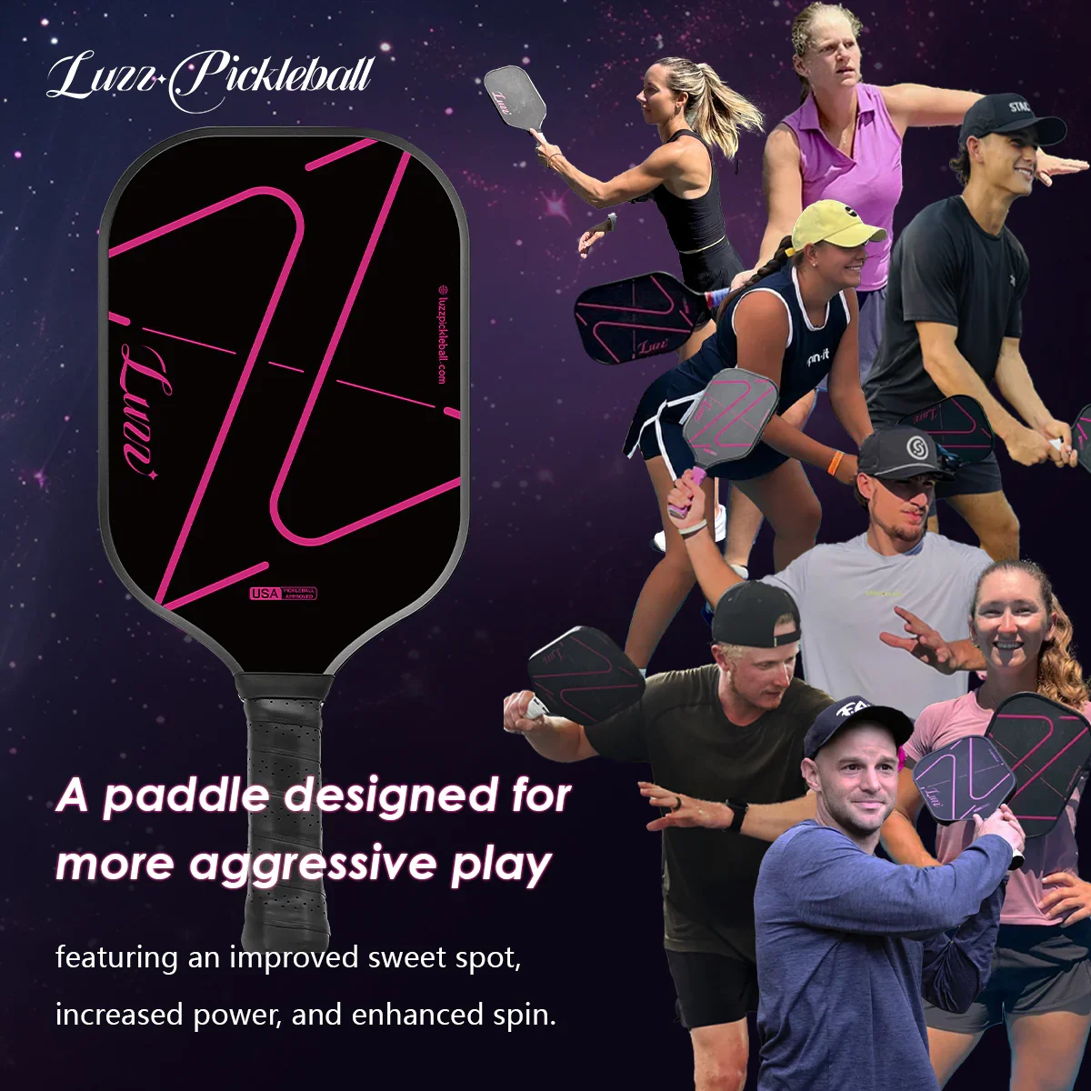 Luzz ZZ USAPA ได้รับการอนุมัติ Pickleball Paddle Thermoformed T700 ดิบคาร์บอนไฟเบอร์ Unibody 16mm Polymer Core Gen 3 Pickleball Racket