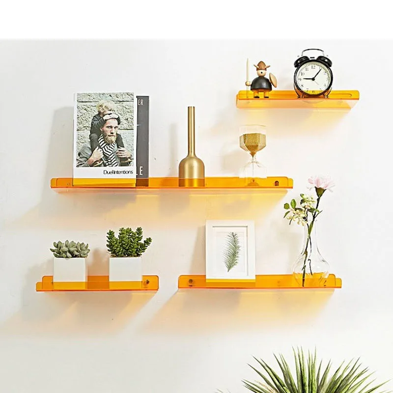 Acrylic Floating Shelves Wall Mounted Bookshelf Colour Invisible Wall Shelf Display Storage Rack for Room Home Bathroom Kitchen