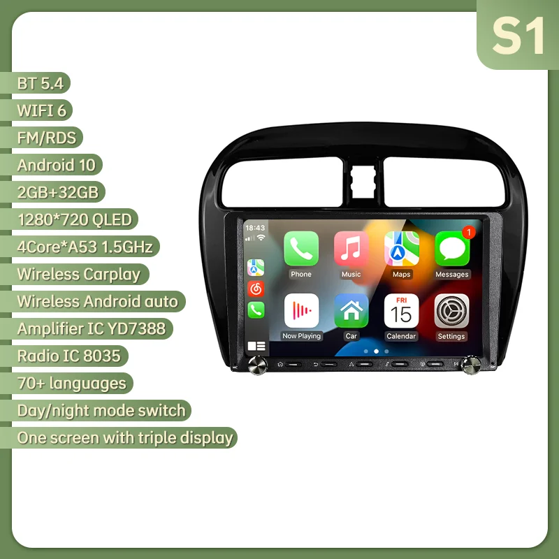 Eunavi 2 Din Android 14 Autoradio Multimidia Voor MITSUBISHI Mirage Spacestar Dodge Attitude 2012-2018 GPS Navigatie Carplay DSP